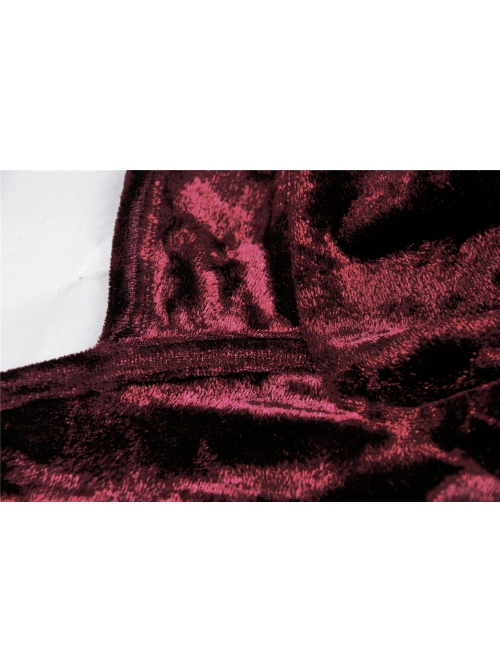 Square Collar Front Chest Bow Lantern Sleeve Wine Red Gothic Blouse