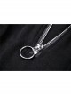 Off-Shoulder Back Zipper Long Sleeve Metal Eyelets Strap Black Punk Tight T-Shirt