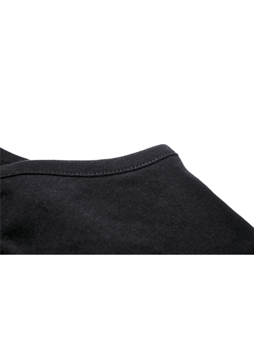 Off-Shoulder Back Zipper Long Sleeve Metal Eyelets Strap Black Punk Tight T-Shirt