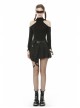 Off-Shoulder Back Zipper Long Sleeve Metal Eyelets Strap Black Punk Tight T-Shirt