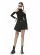 Off-Shoulder Back Zipper Long Sleeve Metal Eyelets Strap Black Punk Tight T-Shirt