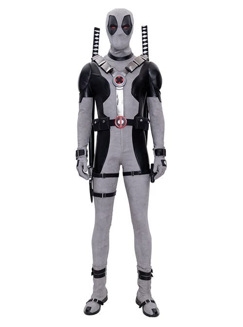 Comics X-Force White Deadpool Gray-black Battle Suit Halloween Cosplay Costume Set