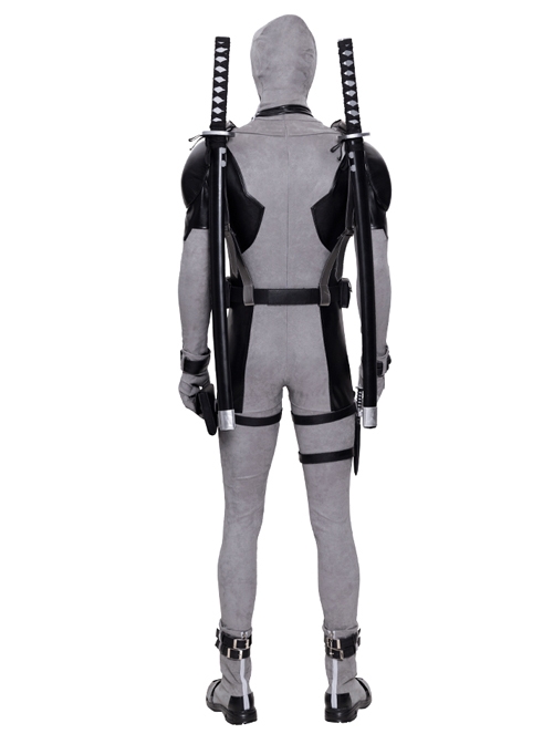 Comics X-Force White Deadpool Gray-black Battle Suit Halloween Cosplay Costume Set