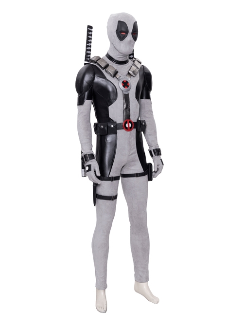Comics X-Force White Deadpool Gray-black Battle Suit Halloween Cosplay Costume Set