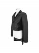 Front Floral Webbing Metal Retro Button Black Gothic Weft Velveteen Tailcoat