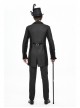 Front Floral Webbing Metal Retro Button Black Gothic Weft Velveteen Tailcoat