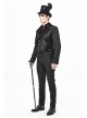Front Floral Webbing Metal Retro Button Black Gothic Weft Velveteen Tailcoat