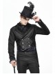 Front Floral Webbing Metal Retro Button Black Gothic Weft Velveteen Tailcoat