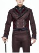 Front Floral Webbing Metal Retro Button Wine Red Gothic Weft Velveteen Tailcoat