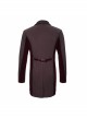 Front Floral Webbing Metal Retro Button Wine Red Gothic Weft Velveteen Tailcoat