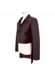 Front Floral Webbing Metal Retro Button Wine Red Gothic Weft Velveteen Tailcoat