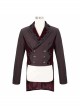 Front Floral Webbing Metal Retro Button Wine Red Gothic Weft Velveteen Tailcoat