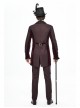 Front Floral Webbing Metal Retro Button Wine Red Gothic Weft Velveteen Tailcoat