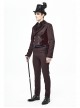 Front Floral Webbing Metal Retro Button Wine Red Gothic Weft Velveteen Tailcoat