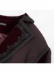 Front Floral Webbing Metal Retro Button Wine Red Gothic Weft Velveteen Tailcoat