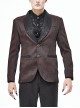 Front Metal Retro Button Metal Nail Cuff Dark Red  Gothic Jacquard Coat