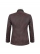 Front Metal Retro Button Metal Nail Cuff Dark Red  Gothic Jacquard Coat