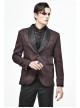 Front Metal Retro Button Metal Nail Cuff Dark Red  Gothic Jacquard Coat