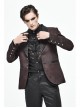Front Metal Retro Button Metal Nail Cuff Dark Red  Gothic Jacquard Coat
