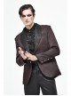 Front Metal Retro Button Metal Nail Cuff Dark Red  Gothic Jacquard Coat