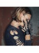 Ghost Head Rivets Metal Chain Decoration Black Punk Men Leather Gloves