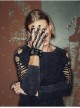 Ghost Head Rivets Metal Chain Decoration Black Punk Men Leather Gloves