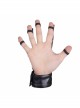 Ghost Head Rivets Metal Chain Decoration Black Punk Men Leather Gloves