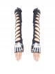 Metal Eyelet Strap Hand-Painted Devil'S Claw Patterns Black Punk Broken Holes Knit Women Gloves