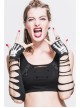 Metal Eyelet Strap Hand-Painted Devil'S Claw Patterns Black Punk Broken Holes Knit Women Gloves