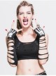Metal Eyelet Strap Hand-Painted Devil'S Claw Patterns Black Punk Broken Holes Knit Women Gloves