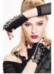 Ghost Head Pendant Metal Rivet Decoration Black Punk Fingerless Leather Women Gloves