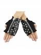 Ghost Head Pendant Metal Rivet Decoration Black Punk Fingerless Leather Women Gloves