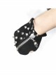 Ghost Head Pendant Metal Rivet Decoration Black Punk Fingerless Leather Men Gloves