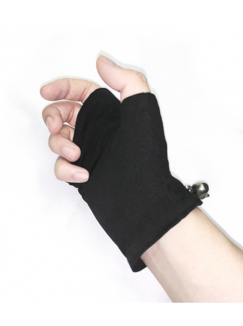 Ghost Head Pendant Metal Rivet Decoration Black Punk Fingerless Leather Men Gloves