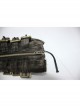 Side Metal Buckle Loop Metal Nail Lace-Up Brown Punk Leather Gloves