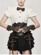 Side Metal Buckle Loop Metal Nail Lace-Up Brown Punk Leather Gloves