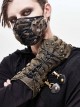 Side Metal Buckle Loop Metal Nail Lace-Up Brown Punk Leather Gloves