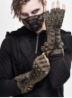 Side Metal Buckle Loop Metal Nail Lace-Up Brown Punk Leather Gloves