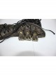Side Metal Buckle Loop Metal Nail Lace-Up Brown Punk Leather Gloves