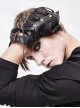 Metal Buckle Side Lace-Up Splice Mesh Black Punk Leather Men Gloves