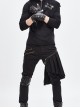 Metal Buckle Side Lace-Up Splice Mesh Black Punk Leather Men Gloves