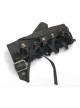 Metal Buckle Side Lace-Up Splice Mesh Black Punk Leather Men Gloves