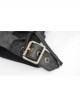 Metal Buckle Side Lace-Up Splice Mesh Black Punk Leather Men Gloves