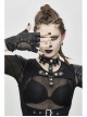 Metal Hasp Metal Eyelets Decoration Splice Mesh Black Punk Short Half-Finger Gloves