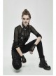 Metal Hasp Metal Eyelets Decoration Splice Mesh Black Punk Short Half-Finger Gloves