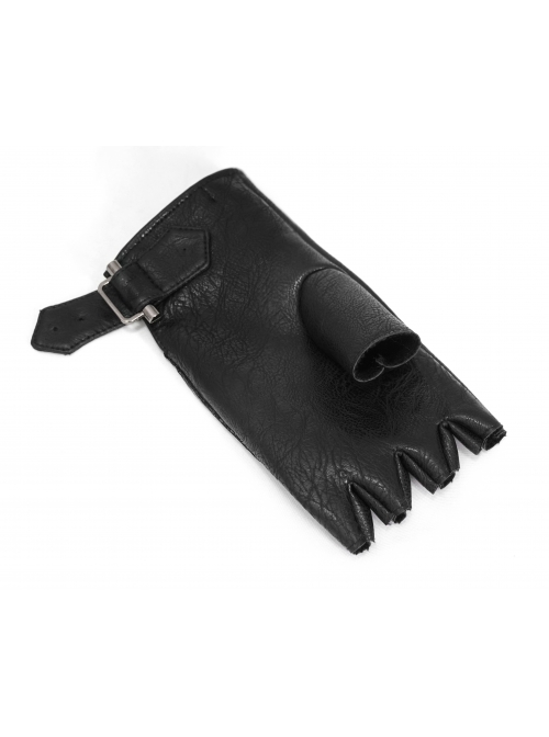 Metal Hasp Metal Eyelets Decoration Splice Mesh Black Punk Short Half-Finger Gloves