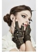 Metal Nail Chain Decoration Brown Punk Leather Gloves