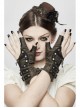 Metal Nail Chain Decoration Brown Punk Leather Gloves