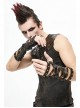 Metal Rivet Leather Strap Lace-Up Brown Leather Gloves