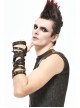 Metal Rivet Leather Strap Lace-Up Brown Leather Gloves
